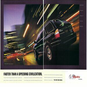 1998 Isuzu Rodeo Faster Than A Vintage Magazine Print Ad/Poster 2 Page Spread